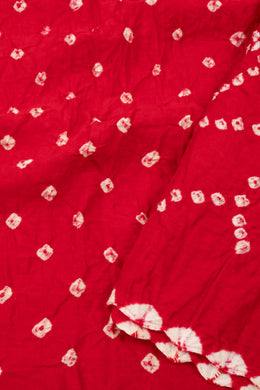 Bridal Red Tie And Dye Bandhani Cotton Saree 10076497