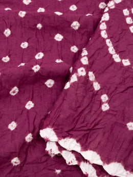 Vintage Rose Purple Tie And Dye Bandhani Cotton Saree 10076498