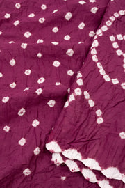 Vintage Rose Purple Tie And Dye Bandhani Cotton Saree 10076498