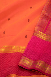 Flame Orange Handloom Kanchi Silk Cotton Saree with Buttas And Rudhraksham Motifs 10076562
