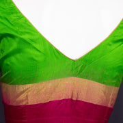 Leaf Bud Green Kanjivaram Soft Silk Blouse With Floral Motifs 10076603