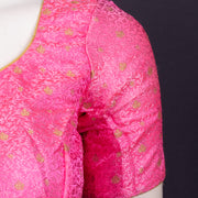 Candy Orchid Pink Banarasi Silk Blouse with Floral Motif 10076605