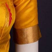  Sunset Yellow Kanjivaram Soft Silk Blouse With Floral Motifs And Zari Border 10076613