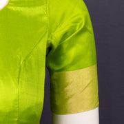 Lemon Grass Green Kanjivaram Soft Silk Blouse With Zari Border 10076615
