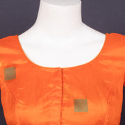 Saffron Glow Orange Kanjivaram Soft Silk Blouse With Geometric Motifs 10076619