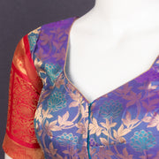 Skystone Blue  Kanjivaram Soft Silk Blouse With Floral Motifs And Elephant Motifs 10076620
