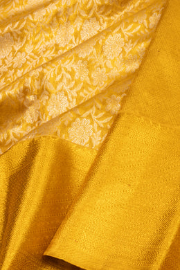 Sunrise Gold Monotone Kanjivaram Tissue Silk Saree With Floral Design 10076701