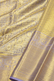 Moonlight Lavender Purple Kanjivaram Tissue Silk Saree With Paisley And Floral Design 10076703