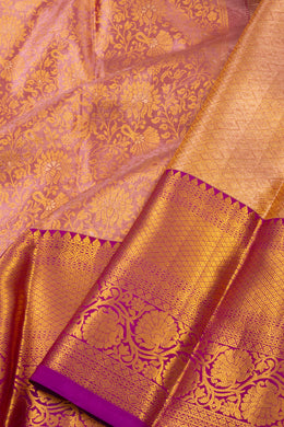 Rosewood Mauve Kanjivaram Tissue Silk Saree With Floral Design And Floral Border 10076705