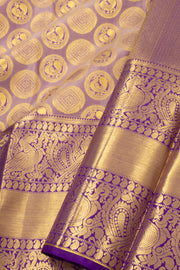 Mulberry Mist Purple Kanjivaram Pure Silk Saree With Peacock Design And Peacock Border 10076717