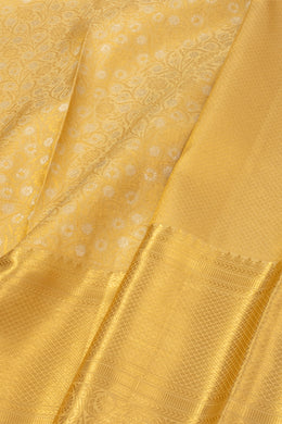 Butterscotch Gold Kanjivaram Pure Silk Saree With Floral Design And Zari Border 10076727