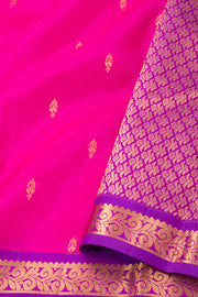 Hot Pink Kanjivaram Pure Silk Saree With Butta Design And Floral Border 10076742
