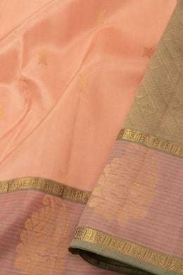 Blush Beige Kanjivaram Pure Silk Saree With Small Diamond Butta Design And Thandavalam Border 10076750