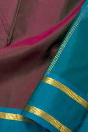 Vintage Mulberry Purple Kanjivaram Pure Silk Saree With Contrast Zari Border 10076753 