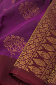 Enchanted Plum Purple Handloom Kanjivaram Soft Silk Saree With Floral Motifs Design 10076789