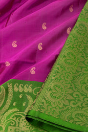 Berry Wine Purple Handloom Kanjivaram Soft Silk Saree With Paisley Butta Design And Paisley Border 10076798