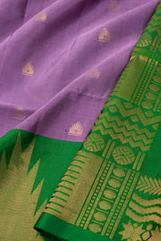 Moonlight Lavender Handloom Kanjivaram Soft Silk Saree With Butta Design And Temple Border 10076799