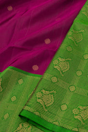 Royal Grape Purple Handloom Kanjivaram Soft Silk Saree With Floral Butta Design 10076803