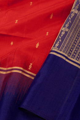 Cherry Scarlet Red Handloom Kanjivaram Soft Silk Saree With Butta Design 10076809