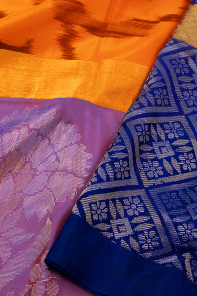 Tangerine Orange Handloom Kanjivaram Soft Silk Saree With Floral Design And Floral Border 10076819