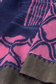 Blue Dabu Printed Silk Cotton Saree 10077015