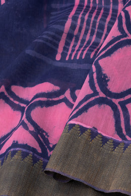 Blue Dabu Printed Silk Cotton Saree 10077015