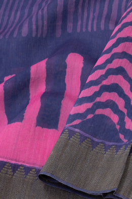 Blue Dabu Printed Silk Cotton Saree 10077016