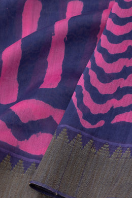 Blue Dabu Printed Silk Cotton Saree 10077019