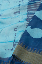 Blue Dabu Printed Silk Cotton Saree 10077026