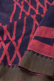 Purple Dabu Printed Silk Cotton Saree 10077028