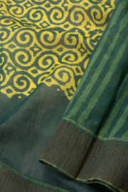 Green Dabu Printed Silk Cotton Saree 10077029