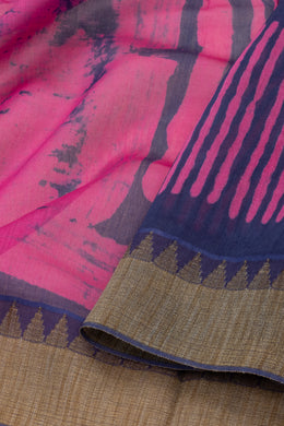 Purple Dabu Printed Silk Cotton Saree 10077030