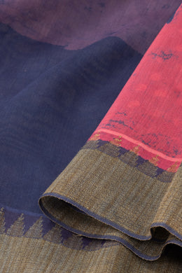 Purple Dabu Printed Silk Cotton Saree 10077032