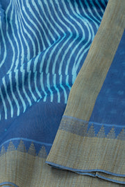 Blue Dabu Printed Silk Cotton Saree 10077038
