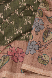 Dark Green Printed Semi Tussar Silk Saree 10077254