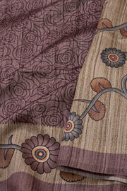 Dusty Rose Kalamkari Print Semi Tussar Silk Saree 10077261