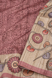 Pink Kalamkari Printed Semi Tussar Silk Saree 10077263