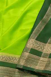 Parrot Green Semi Mysore Crepe Silk Saree 10077798