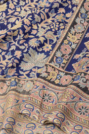 Navy Blue Kani Printed Silk Saree 10077864