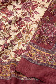 Beige Kani Printed Silk Saree 10077865