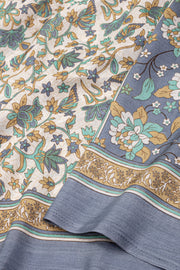 White Kani Printed Silk Saree 10077868