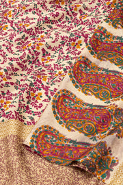 Cream Kani Printed Silk Saree 10077871