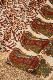 Cream Kani Printed Silk Saree 10077872
