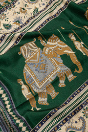 Beige Kani Printed Silk Saree 10077873