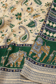 Beige Kani Printed Silk Saree 10077873
