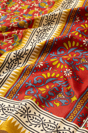 Red Kani Printed Silk Saree 10078004
