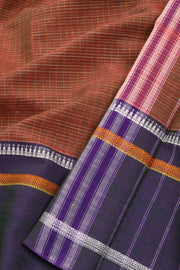 Brown Handloom Narayanpet Cotton Saree Without Blouse 10064362 