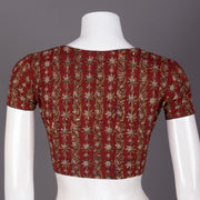 Red Hand Block Vanaspathi Printed Cotton Blouse 10074476