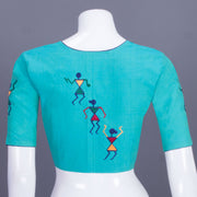 Blue Embroidered Cotton Blouse 10069475 - Avishya