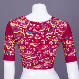 Maroon Kantha Embroidered Cotton Blouse 10069556 - Avishya